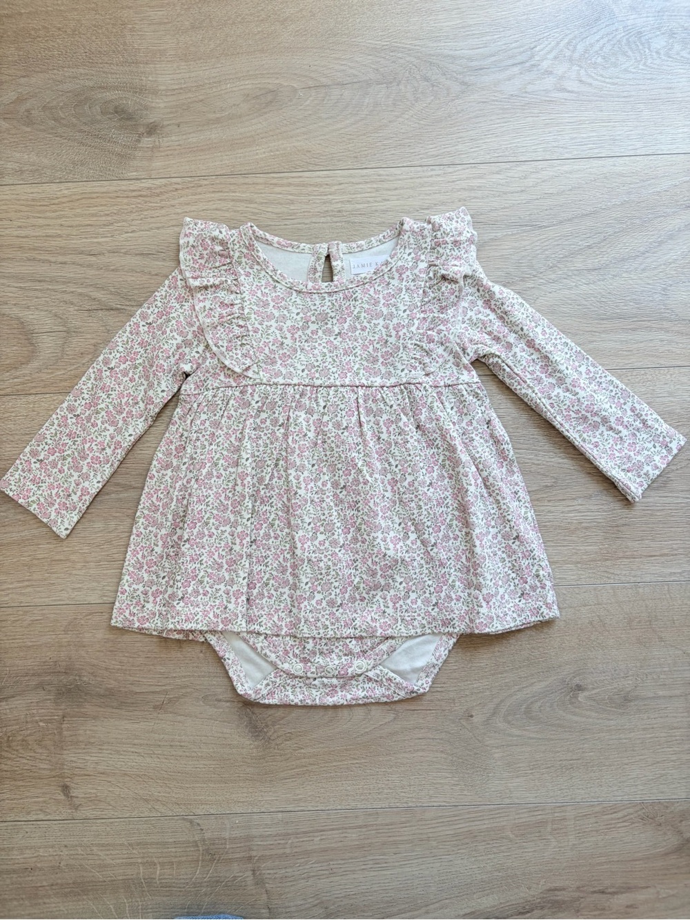 Jamie Kay Pink Floral Ruffle Neck Baby Dress Bodysuit
